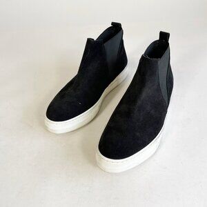 KMB Mid Top Slip On Sneakers Shoes Size 38 Women's Black‎ Round Toe Suede